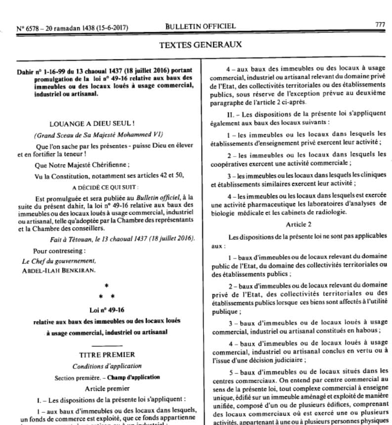 Dahir N° 1-16-99 du 18 Juillet 2016